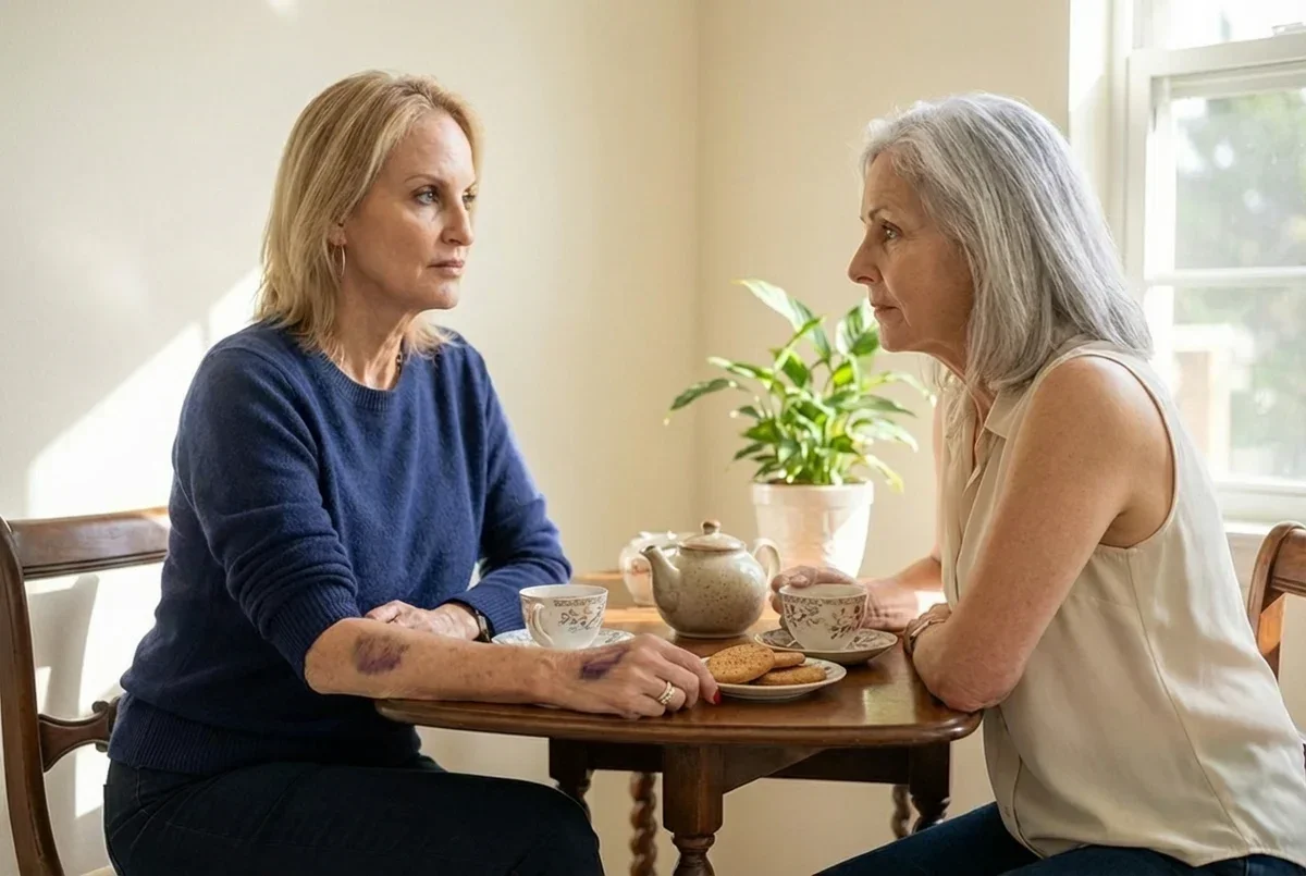 Isabelle Moreau parle avec Brigitte Laurent