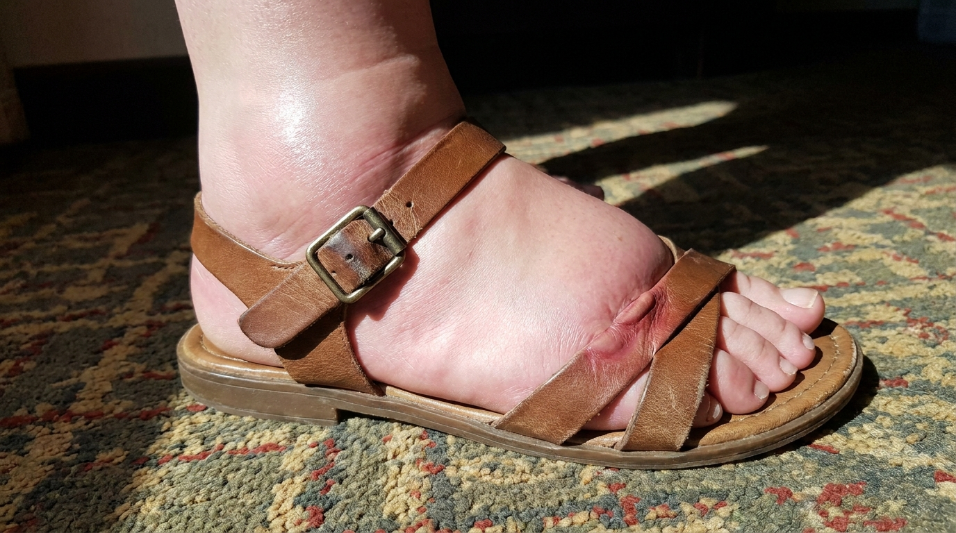 Hævet fod i sandal
