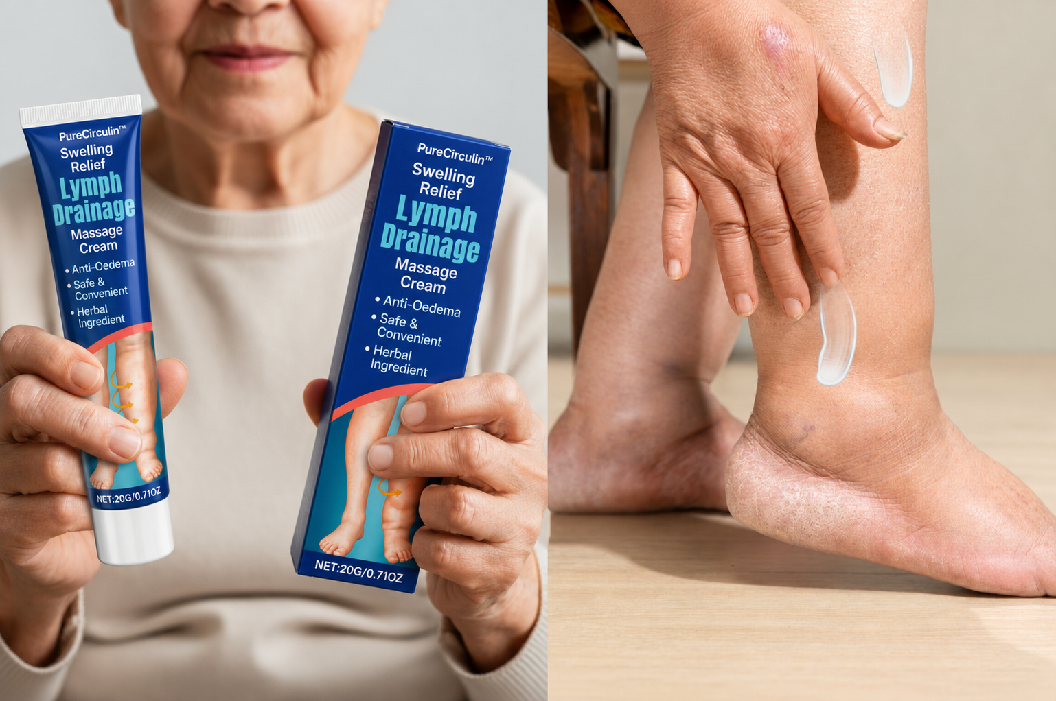 PureCirculin™ creme på benet