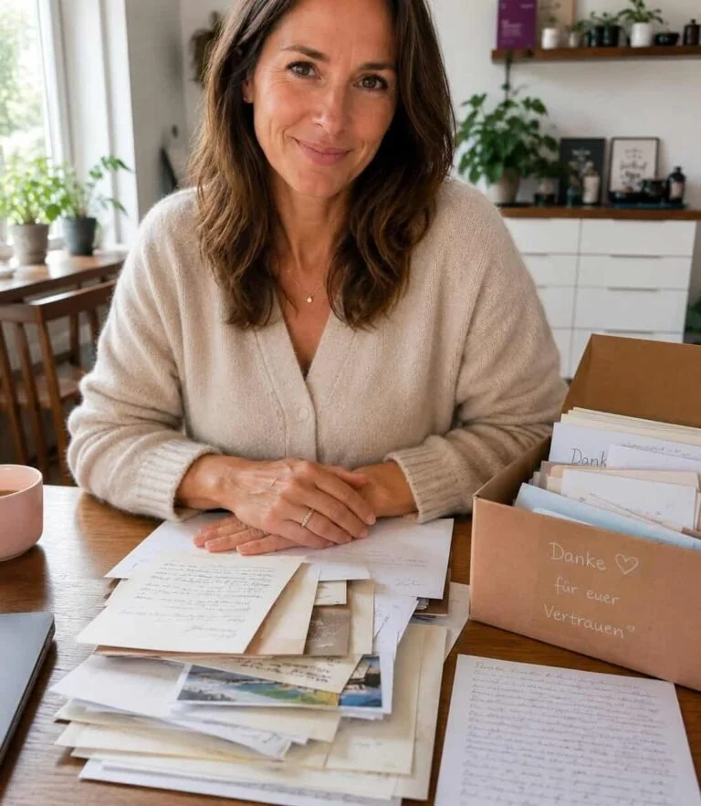 Claire Martin avec les lettres de ses lectrices