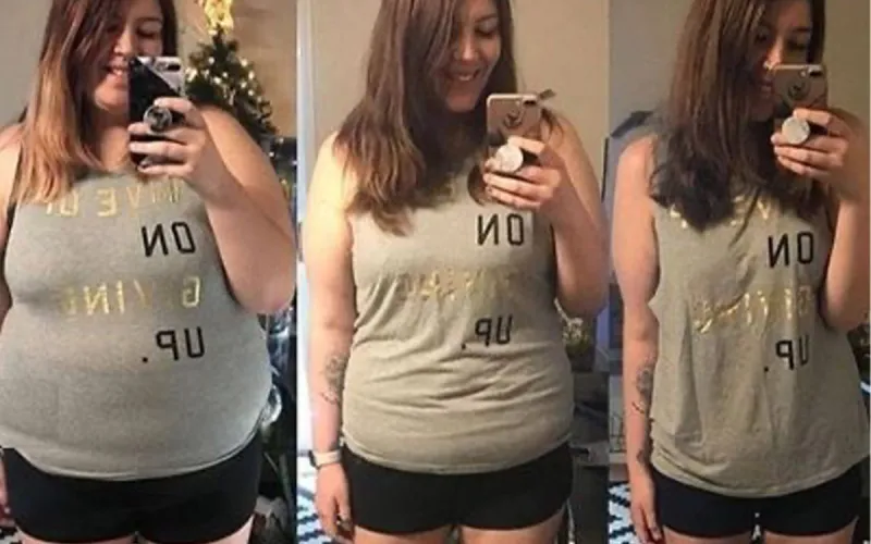 Une femme avant, pendant et après sa perte de poids