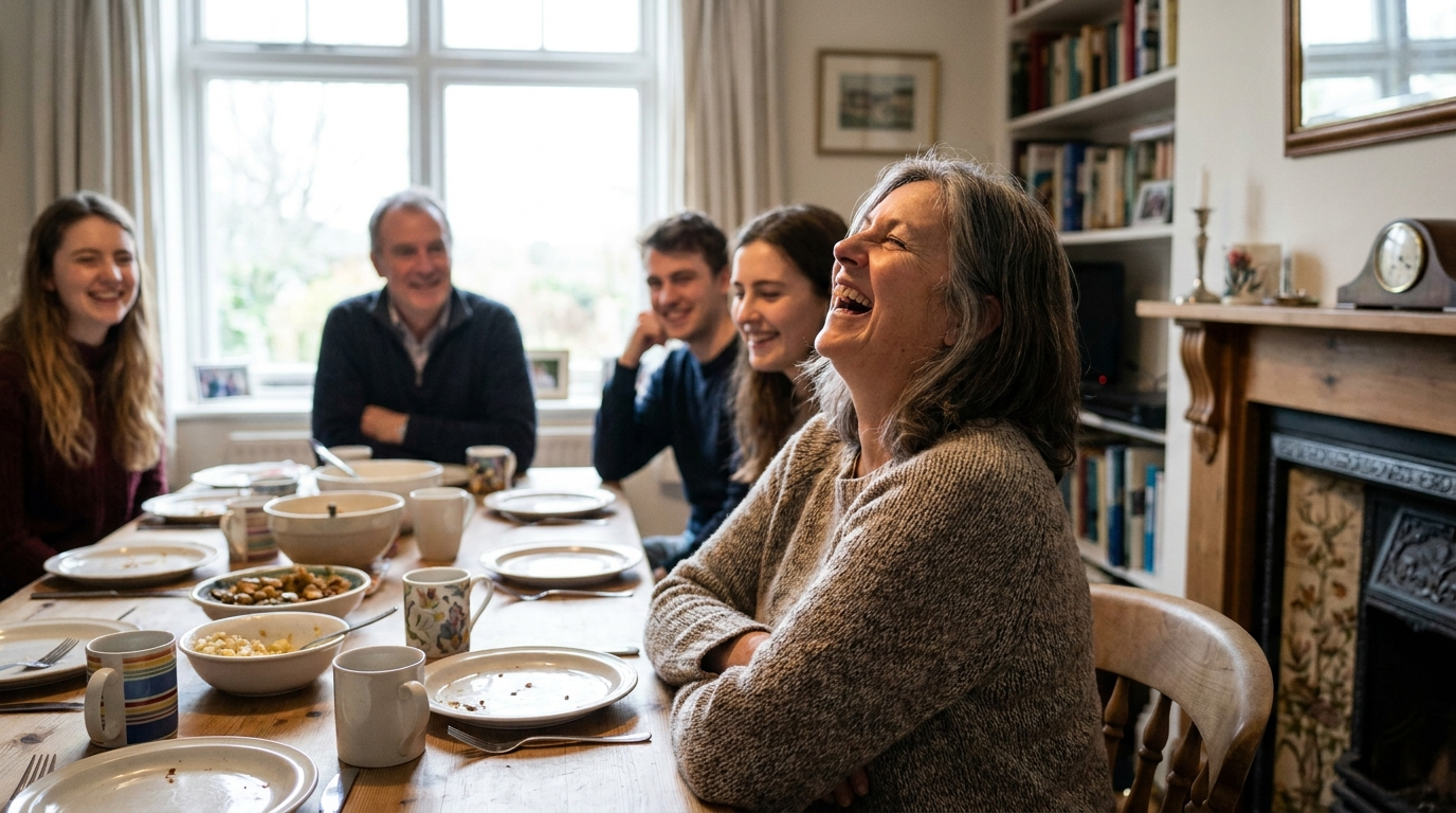 Une famille réunie autour de la table