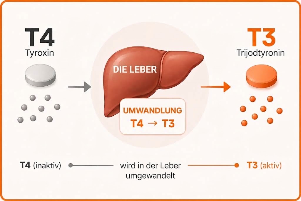 Umwandlung von T4 zu T3 in der Leber