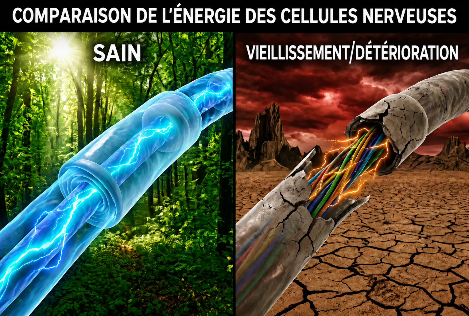 Comparaison de l’énergie de nerfs sains et vieillissants