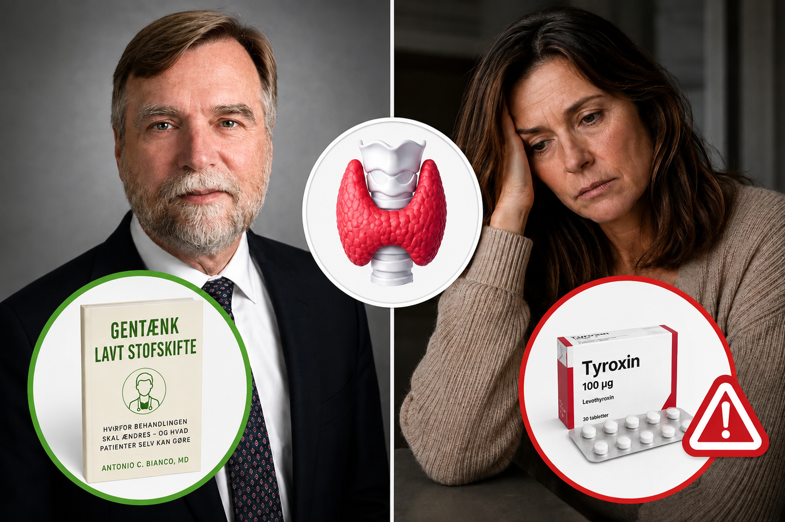 Professor Antonio Bianco og en kvinde med symptomer på lavt stofskifte