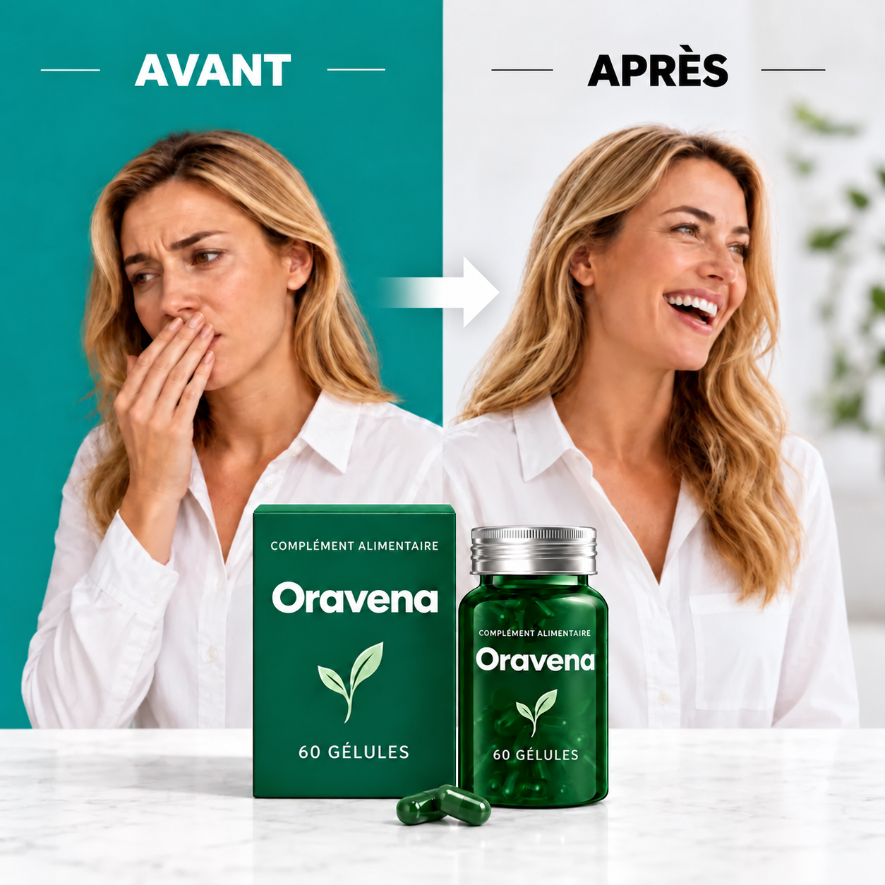 Avant et après l’utilisation d’Oravena™