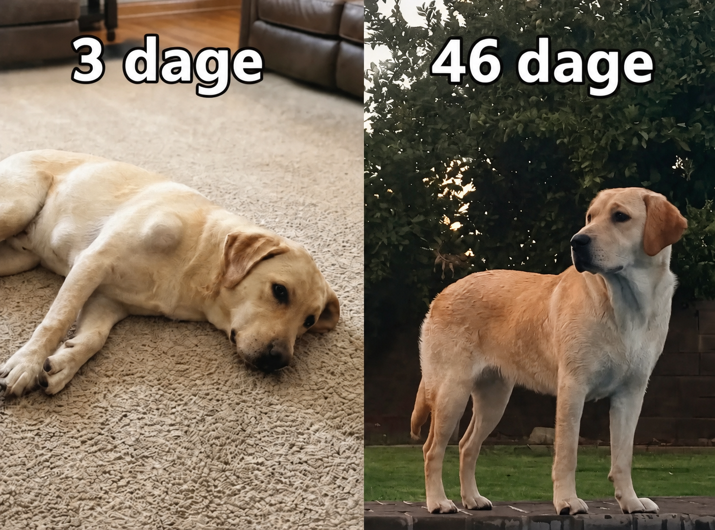 Max efter 3 dage og 46 dage
