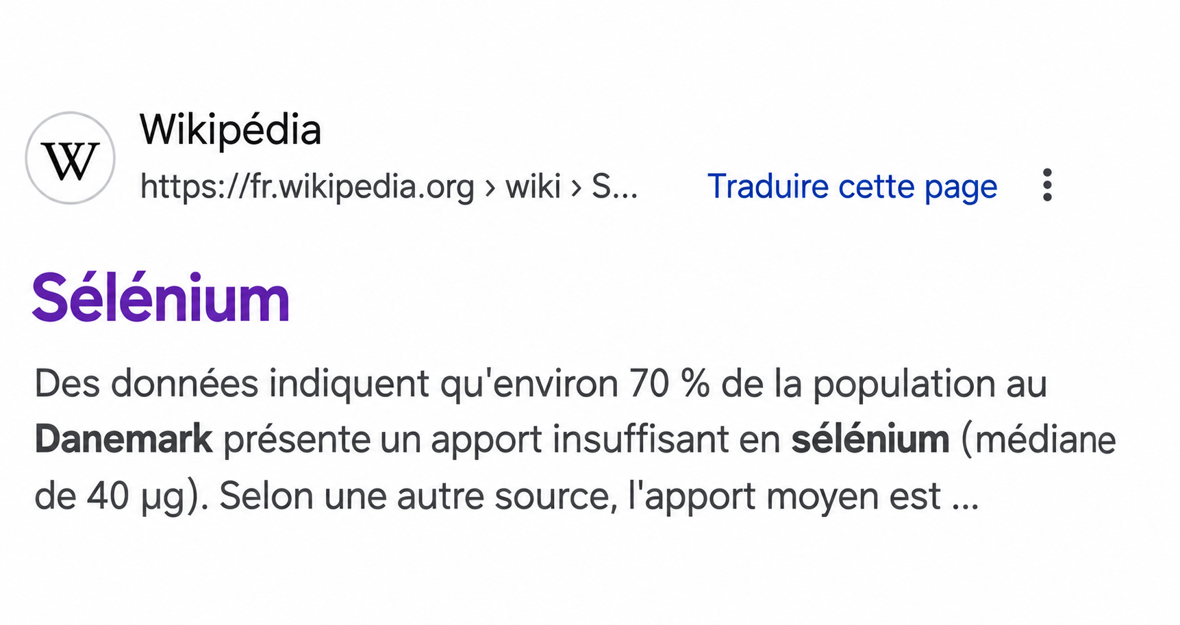 Informations sur la carence en sélénium
