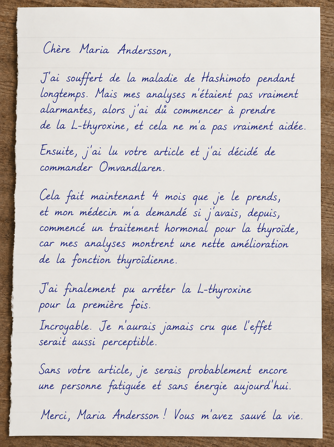 Lettre d’une lectrice atteinte de la maladie de Hashimoto