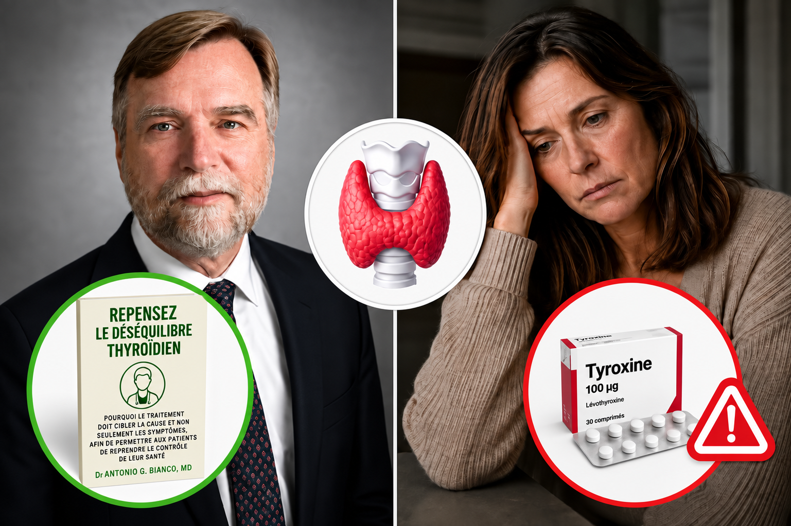 Le professeur Antonio Bianco et une femme présentant des symptômes d’hypothyroïdie