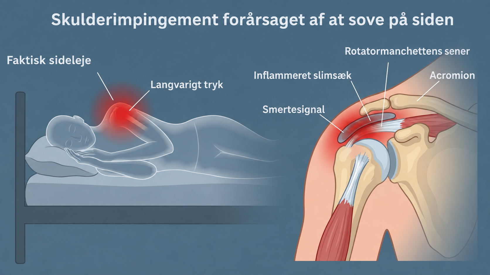 Skuldersmerter forårsaget af at sove på siden