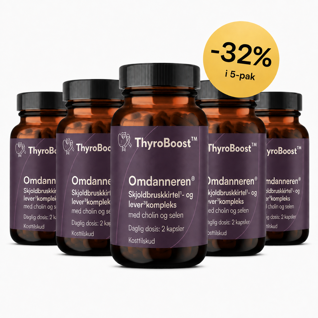 Fem flasker ThyroBoost™ med 32 procent rabat