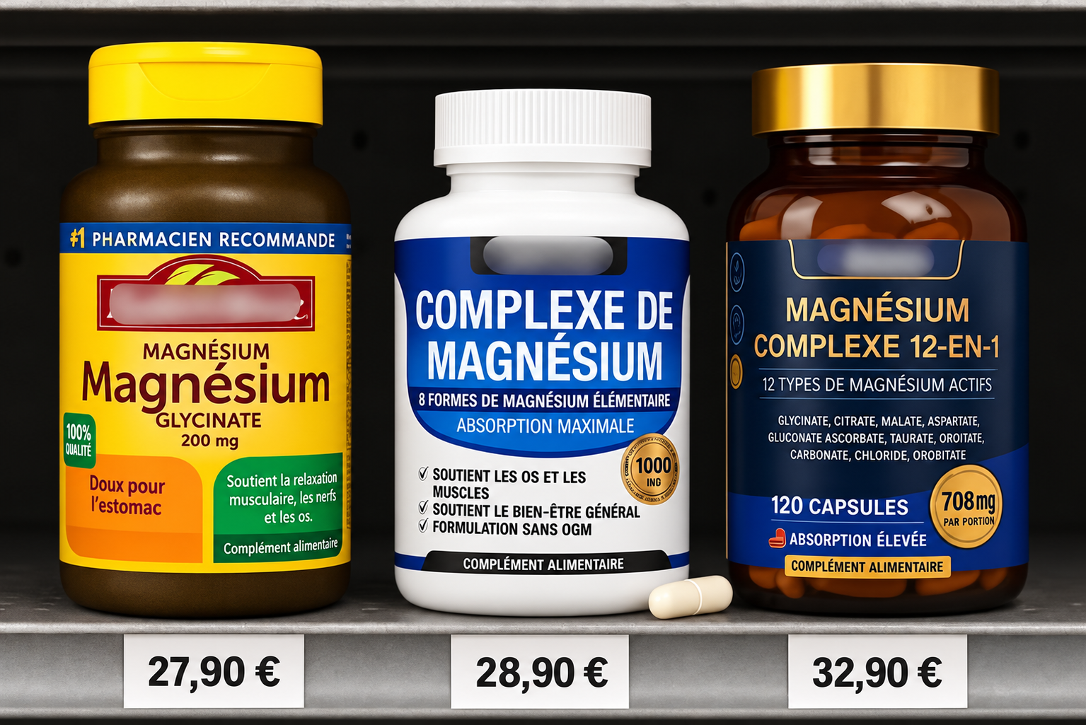 Comparaison de suppléments de magnésium vendus en ligne