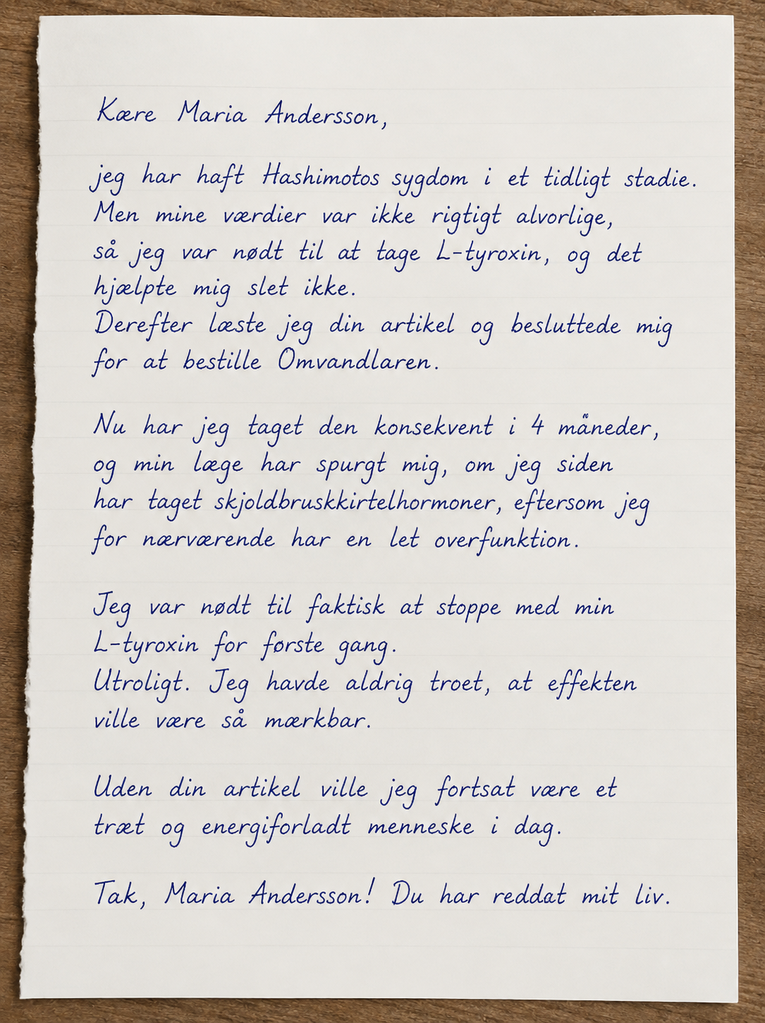 Brev fra en læser med Hashimotos sygdom