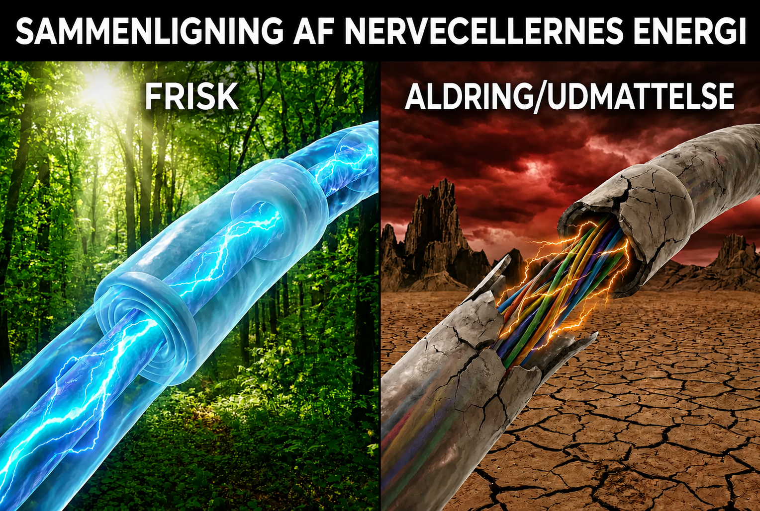 Sammenligning af energien i raske og aldrende nerver