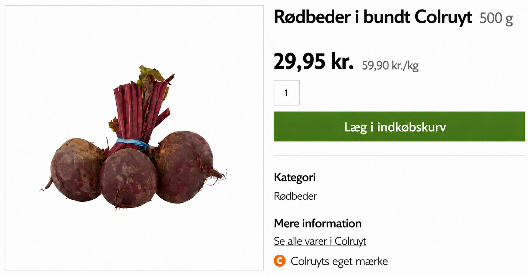 Pris på friske rødbeder