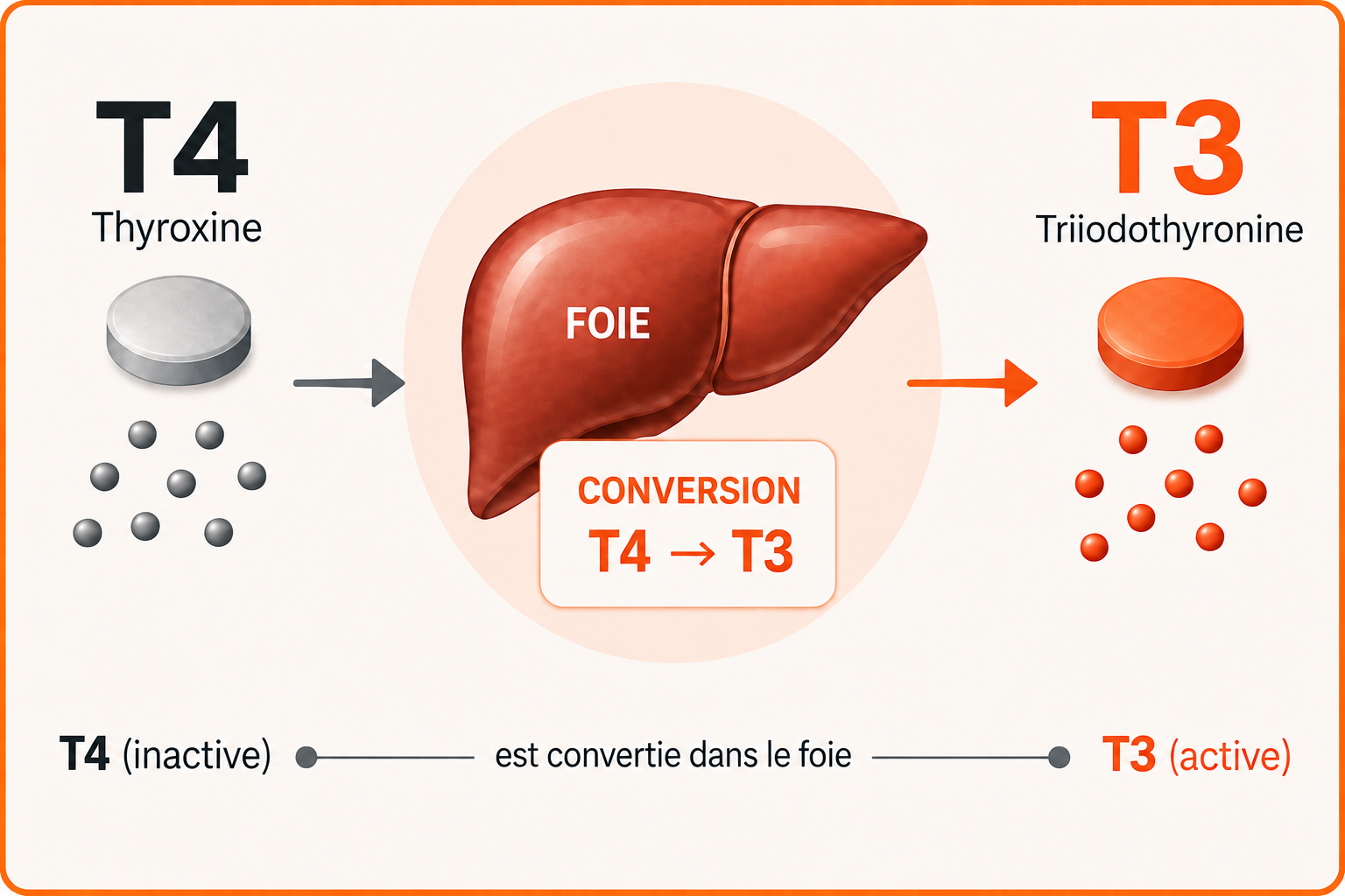 Conversion de la T4 en T3 dans le foie