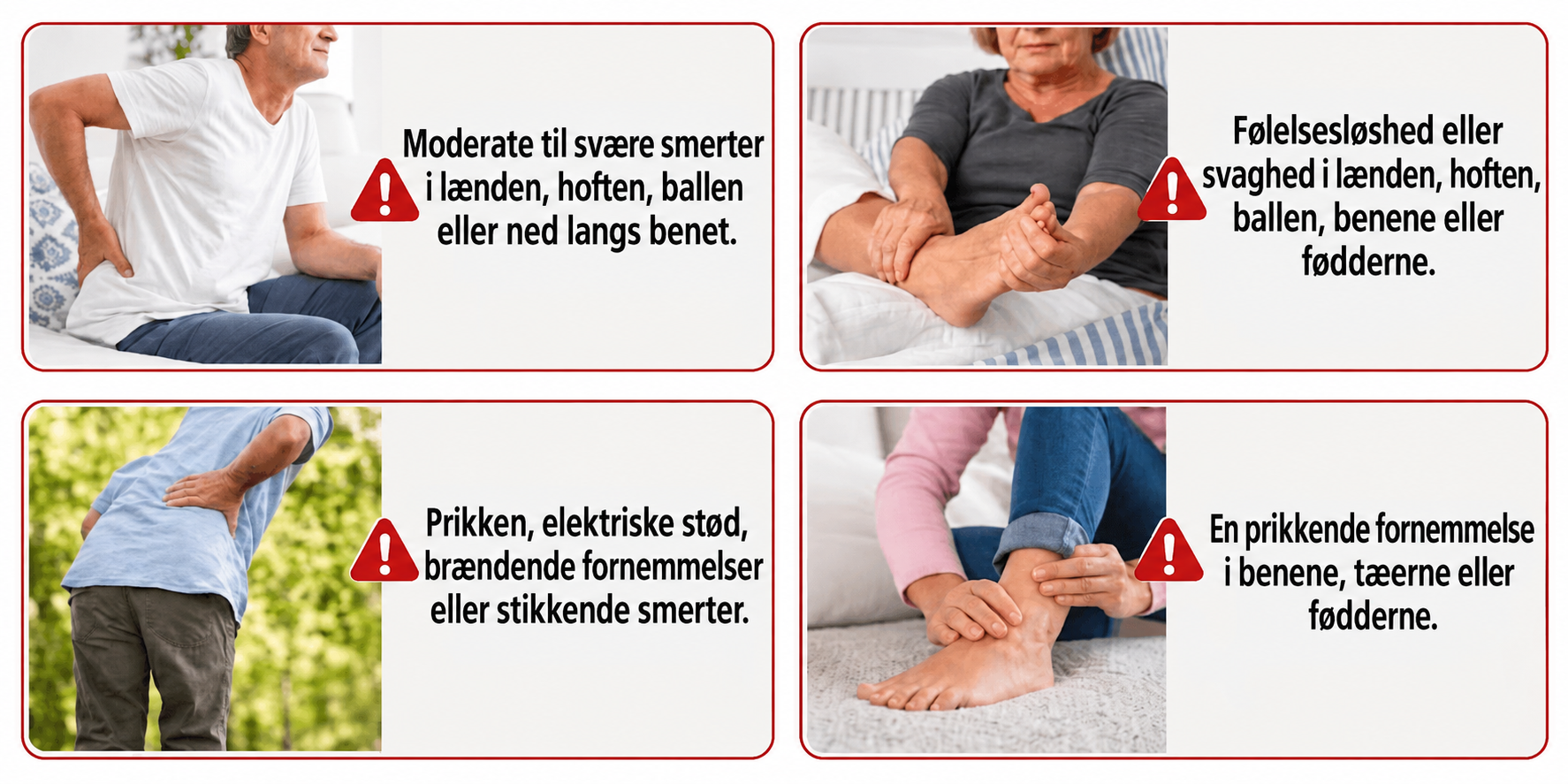 Fire almindelige symptomer på iskias