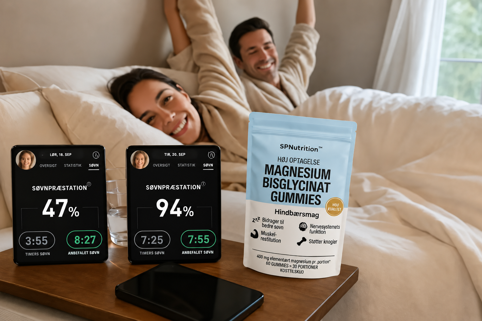 Søvnresultater før og efter SPNutrition™