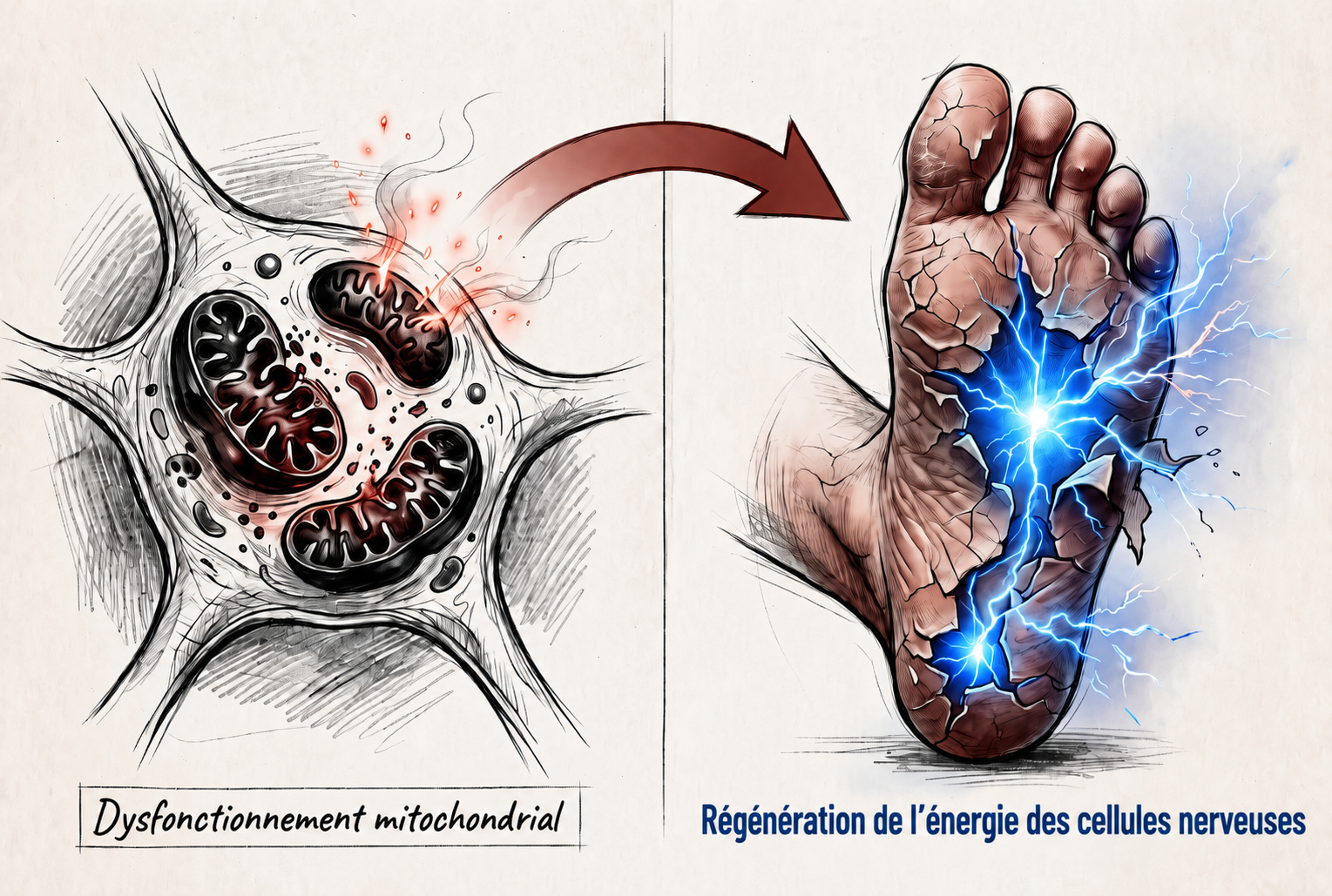 Épuisement mitochondrial et restauration de l’énergie des cellules nerveuses